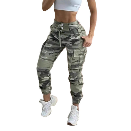 Damen Freizeithose mit Cargo-Taschen und elastischem Bund Heidi-Mode