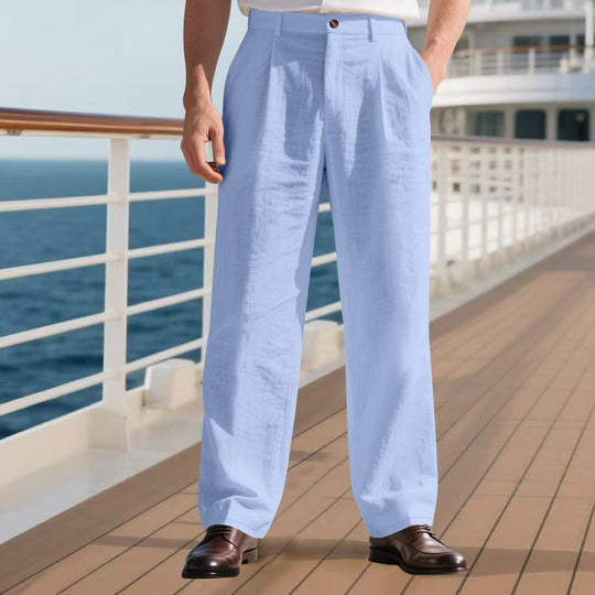 Herren elegante Freizeit-Hose mit weichem Stoff und weitem Schnitt Heidi-Mode