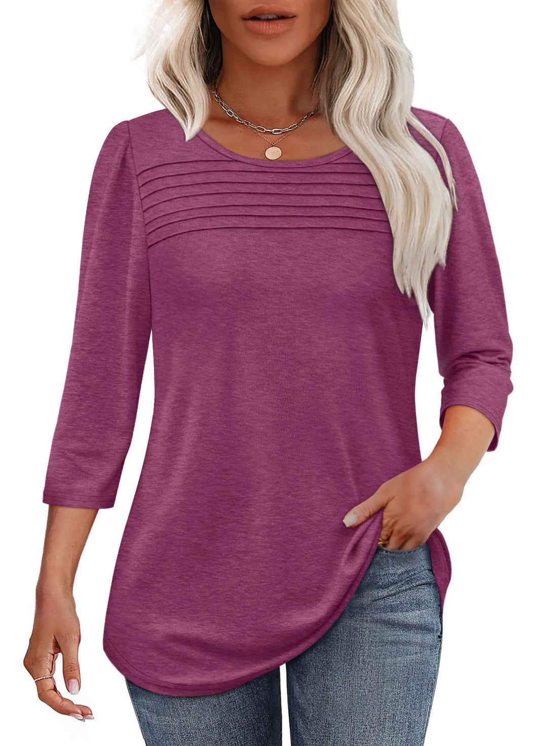 Damen weiches Langarmshirt mit dekorativen Pinnen Heidi-Mode