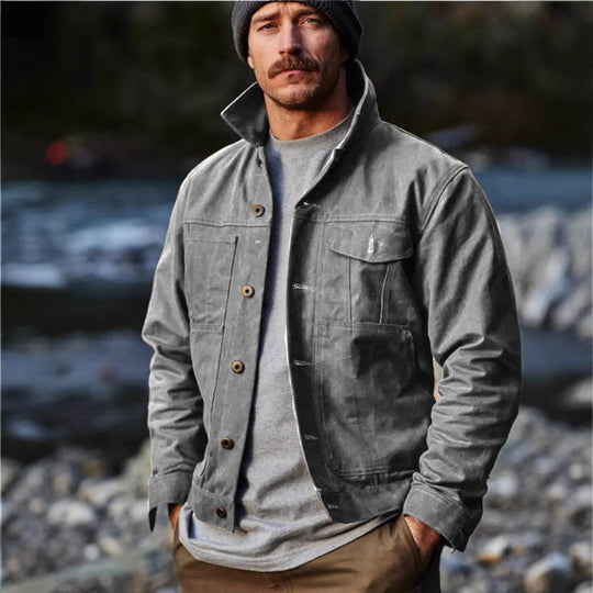 Herren leichte Utility-Jacke mit praktischen Taschen und stylischem Stehkragen Heidi-Mode