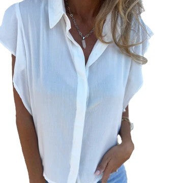 Damen elegante Kurzarmbluse mit Rüschendetails Heidi-Mode