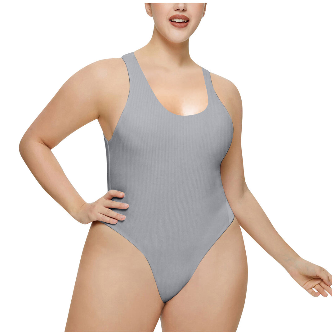 Damen Hochgeschnittenes Rib-Badeanzug Heidi-Mode