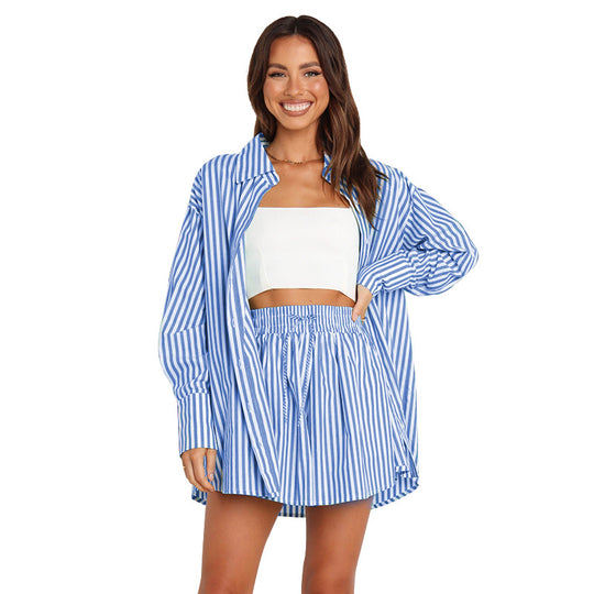 Heidi Mode | Fashion Shirt Gestreift Langarm Zweiteiliges Set