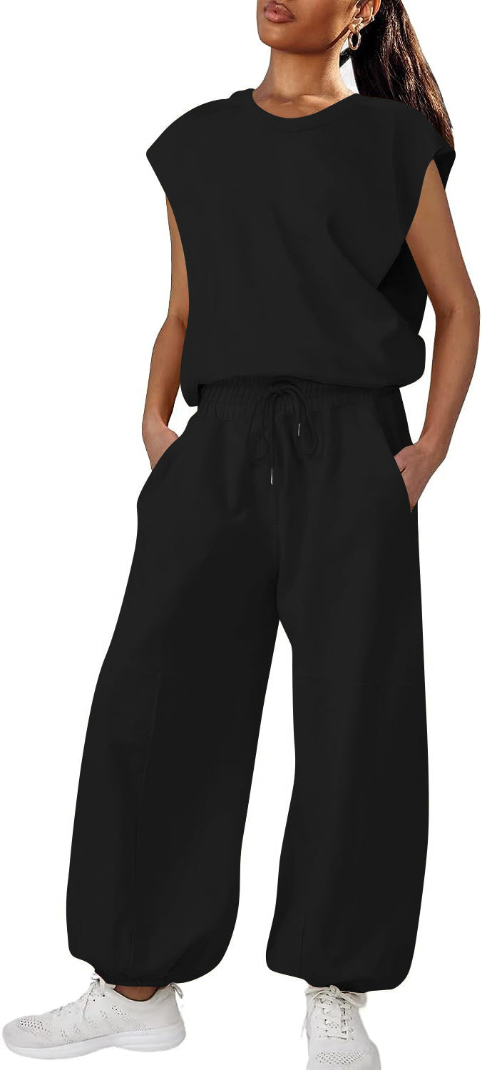 Damen lässiger Sweatanzug mit weiter Silhouette und elastischem Bund Heidi-Mode