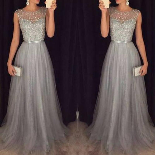 Heidi-Mode | Herz-Ausschnitt Maxi Ombre Grau Kleid mit Schaufel-Bodice