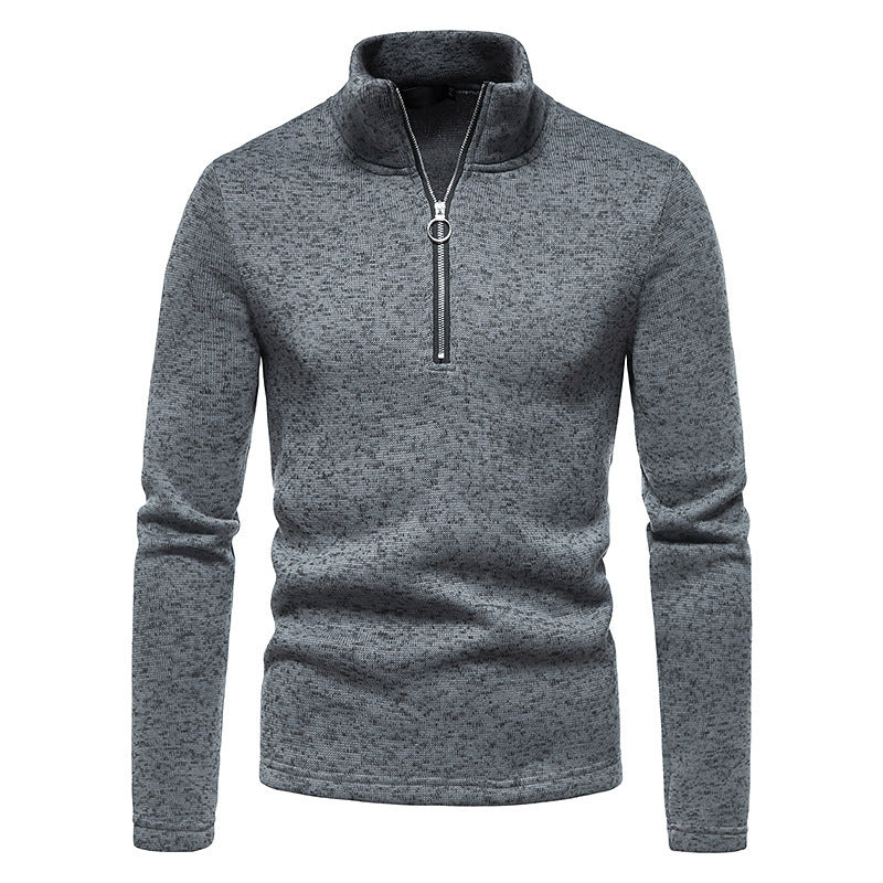 Herren sportlicher Pullover mit hohem Kragen und innovativem Reißverschluss Heidi-Mode