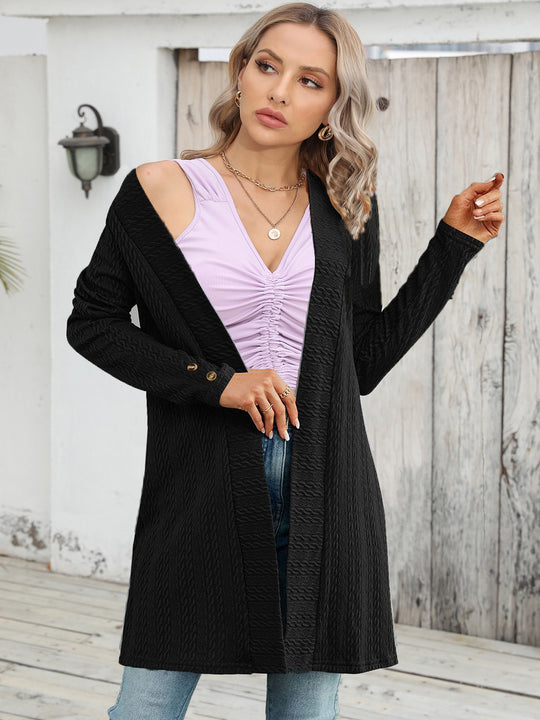 Damen Strickjacke mit strukturiertem Design und eleganten Knopfdetails Heidi-Mode