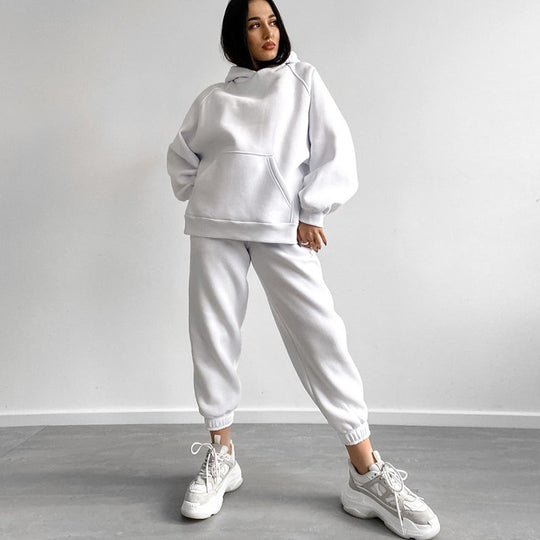 Damen Sportlicher Hoodie- und Jogginganzug mit elastischem Taillenzug Heidi-Mode