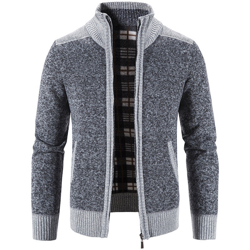 Herren Strickjacke mit modernem Stehkragen und strukturiertem Design Heidi-Mode