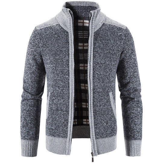 Herren Strickjacke mit modernem Stehkragen und strukturiertem Design Heidi-Mode
