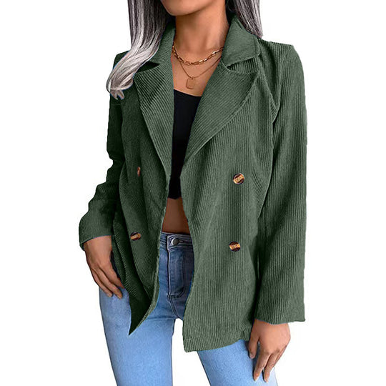 Damen modische Cordjacke mit doppelter Knopfleiste Heidi-Mode