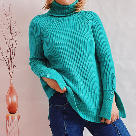 Damen Ribbed Rollkragenpullover mit elegantem Schnitt Heidi-Mode