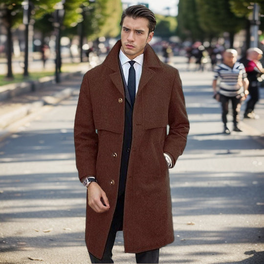 Herren urbaner Wollmantel mit asymmetrischem Schnitt Heidi-Mode