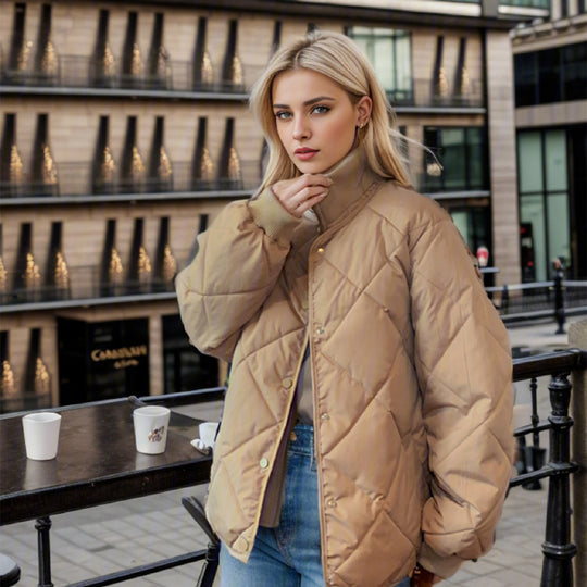 Damen gesteppte Übergangsjacke mit elastischen Bündchen und praktischen Taschen Heidi-Mode
