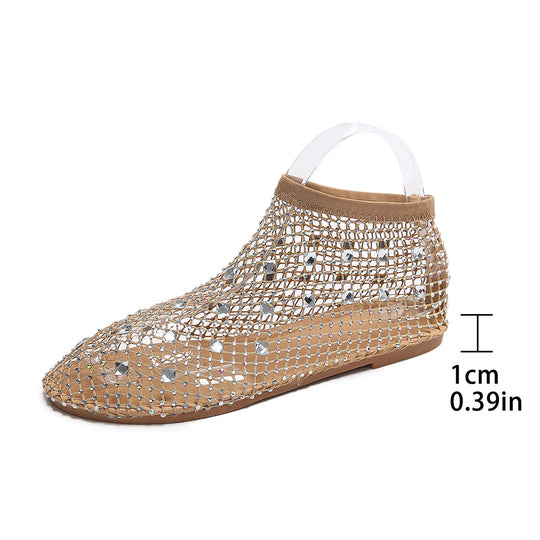 Damen Modische Transparente Stiefeletten mit Strassverzierungen Heidi-Mode