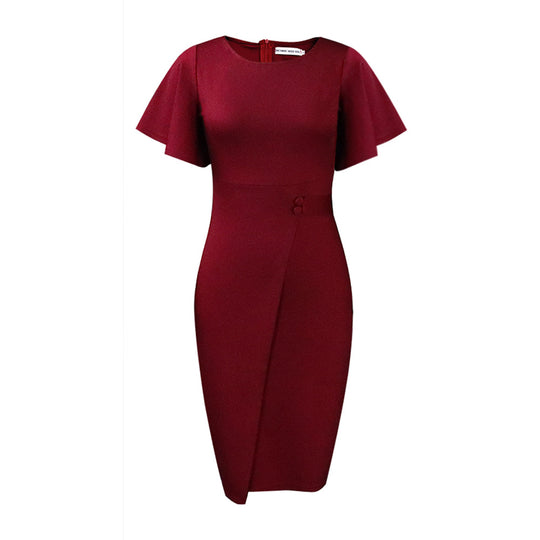 Damen Wickelkleid mit eleganten Rüschendetails und strukturiertem Schnitt Heidi-Mode