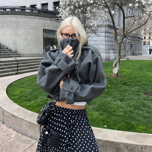 Damen Oversized Wolljacke mit elegantem Schnitt und praktischen Taschen Heidi-Mode