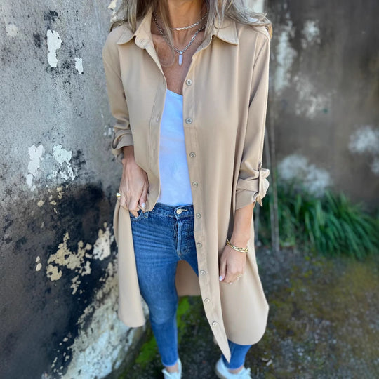 Damen Longbluse mit elegantem Schnitt und lässigen Details Heidi-Mode