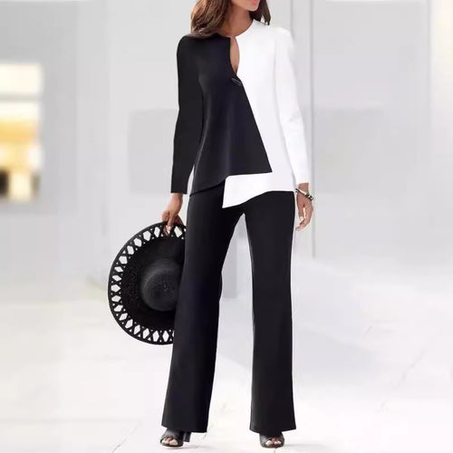 Damen Elegantes und modernes Hosenanzug-Set mit asymmetrischem Design Heidi-Mode