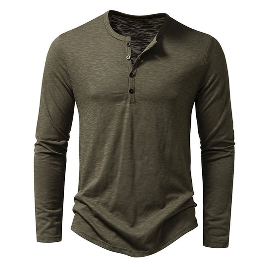Herren Langarm-Henley-Shirt aus hochwertiger Baumwolle mit modernem Schnitt Heidi-Mode