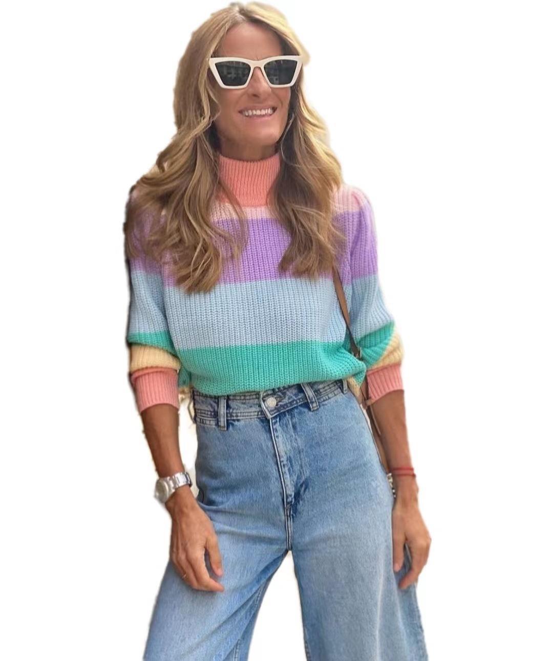 Damen modischer Strickpullover mit Farbverlauf Heidi-Mode