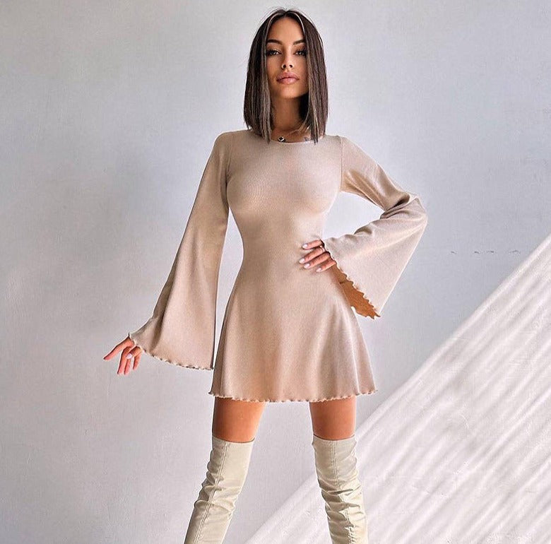 Heidi-Mode | Stricktrumpf Langärmliges Slim Fit Kleid