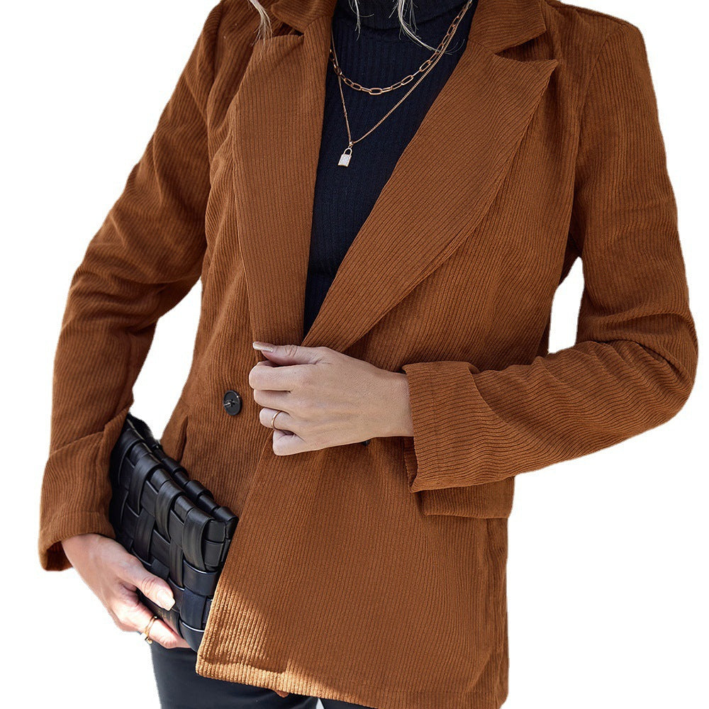 Damen cordjacke mit Doppelkknopfdesign und praktischen Seitentaschen Heidi-Mode