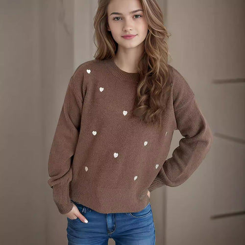 Damen Pullover mit verspieltem Herzdesign Heidi-Mode