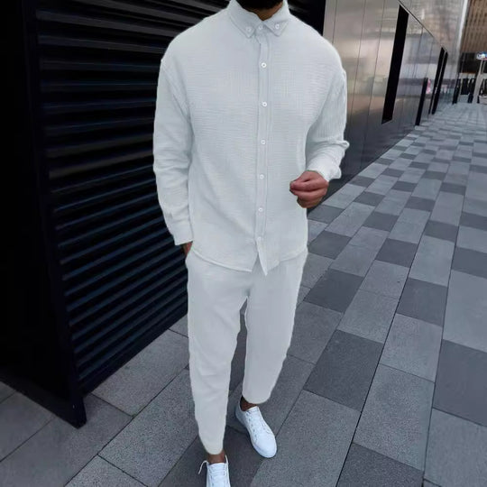 Herren Freizeithemd mit strukturiertem Stoff und elegantem Kragen Heidi-Mode