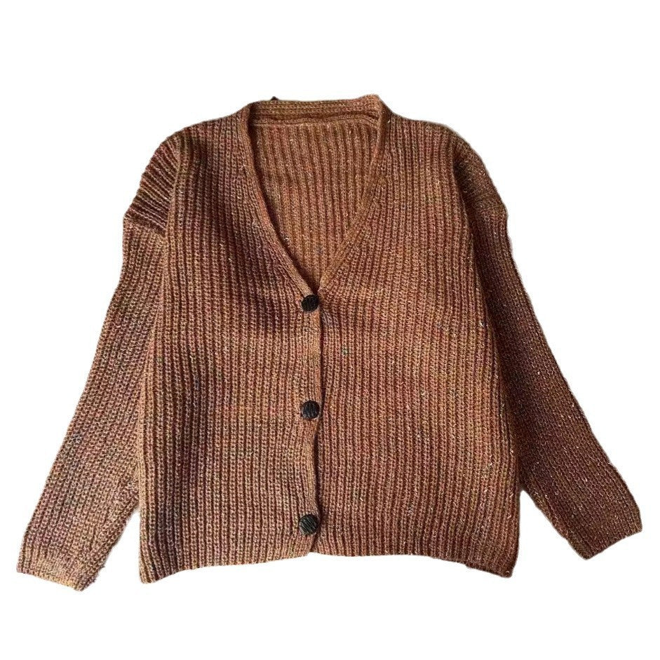 Damen Kuscheliger Grobstrick-Cardigan mit Knopfdetail und weitem Schnitt Heidi-Mode