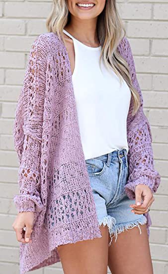 Heidi-Mode | Offene Front Boho Häkel Strickjacke