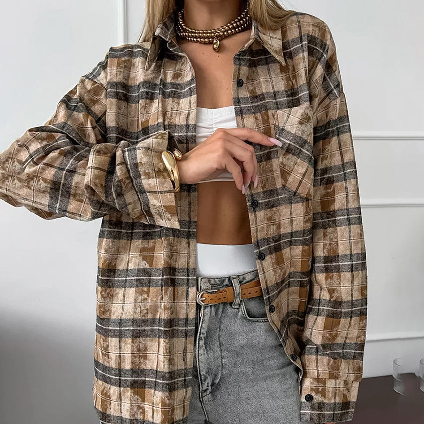 Damen Karohemd aus leichtem Baumwollmix mit lässigem Schnitt und modernen Akzenten Heidi-Mode