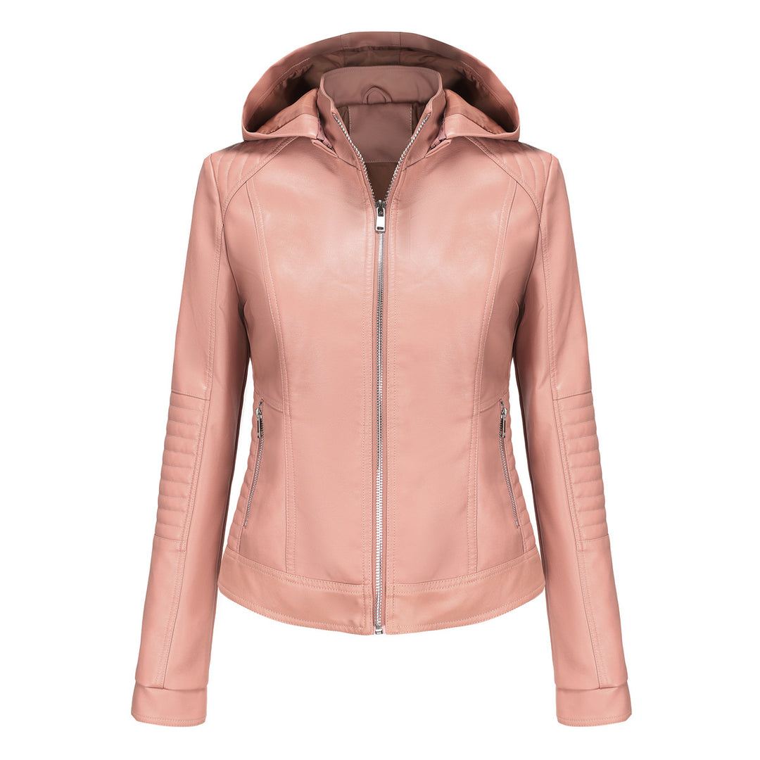 Damen Kapuzenjacke aus hochwertigem Kunstleder Heidi-Mode