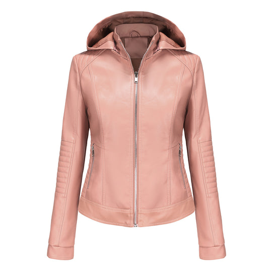 Damen Kapuzenjacke aus hochwertigem Kunstleder Heidi-Mode