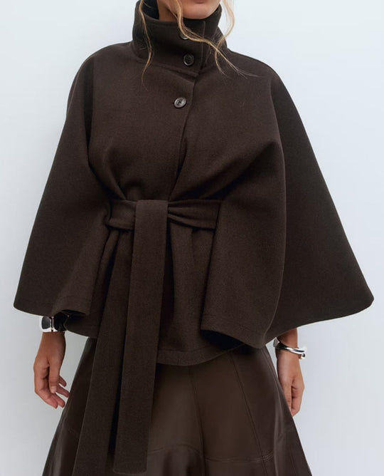 Damen Wickeljacke mit elegantem Stehkragen und weit geschnittenen Ärmeln Heidi-Mode