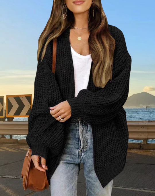 Damen Grobstrick Cardigan mit weitem Schnitt Heidi-Mode