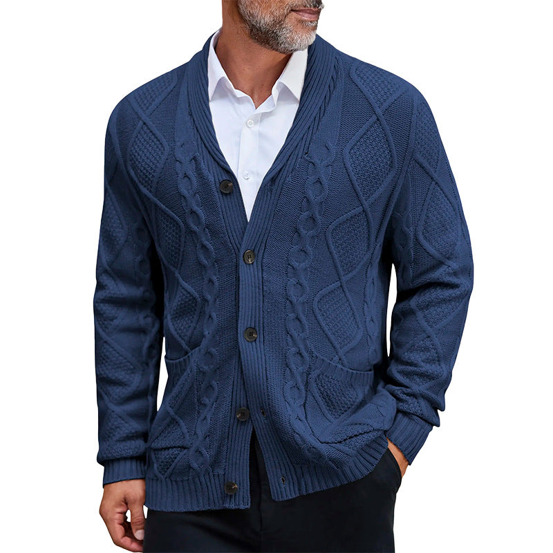 Herren modischer Strickcardigan mit strukturierter Oberfläche und praktischen Taschen Heidi-Mode