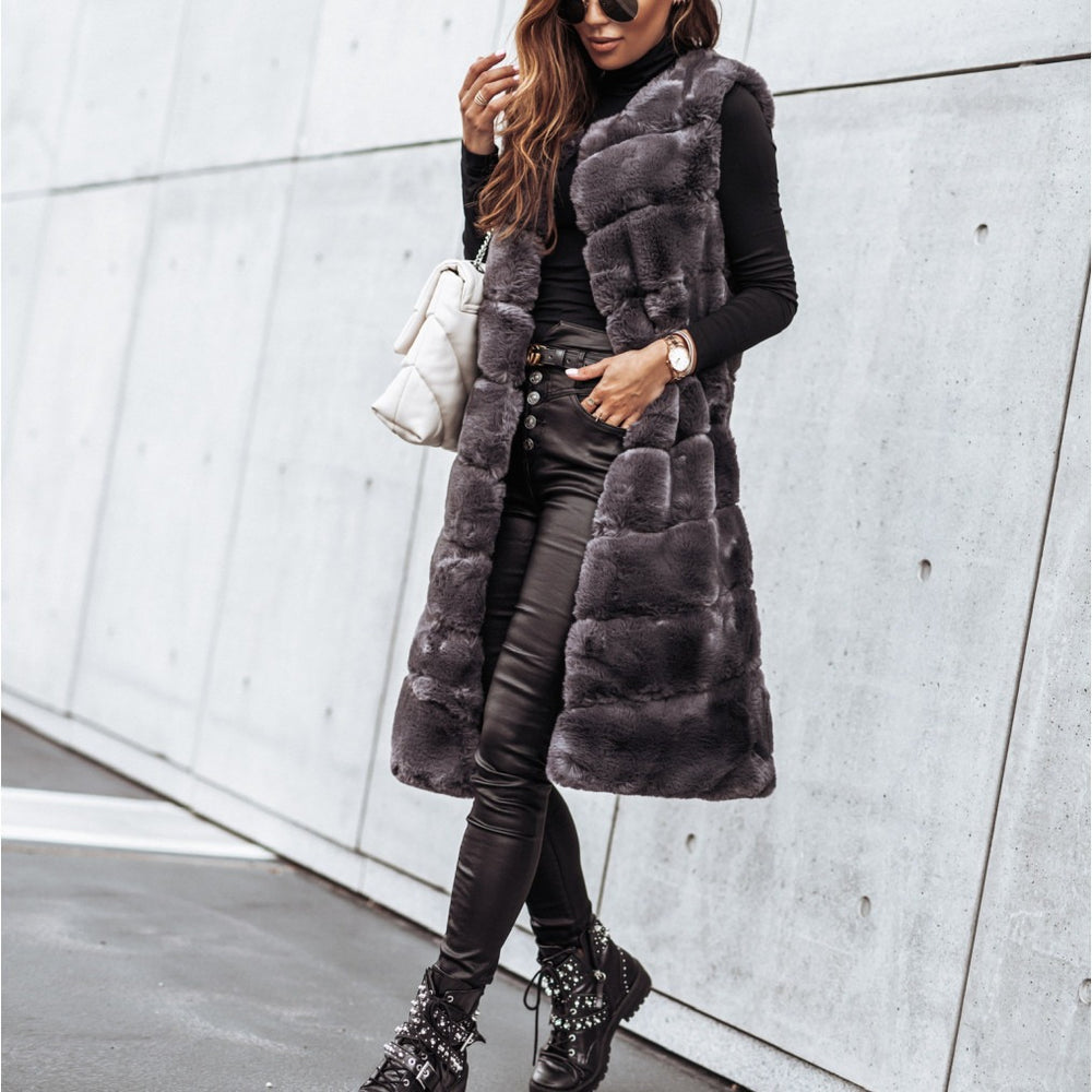 Damen Fleece-Weste mit trendigem Kragen und weichem Innenfutter Heidi-Mode