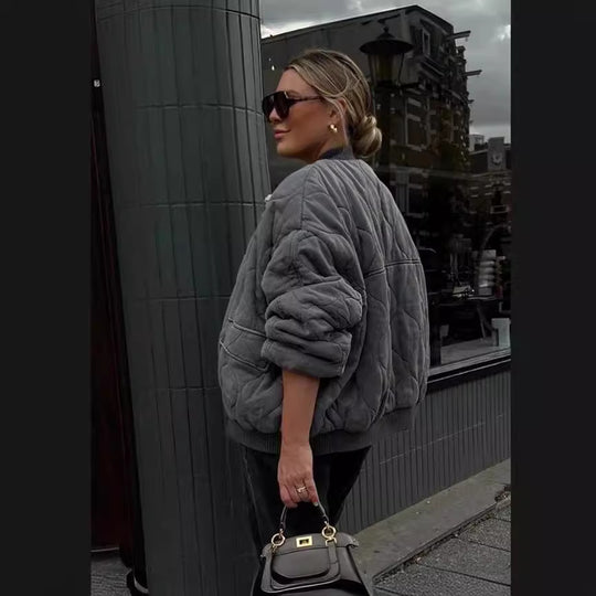 Damen Oversized gesteppte Bomberjacke Heidi-Mode