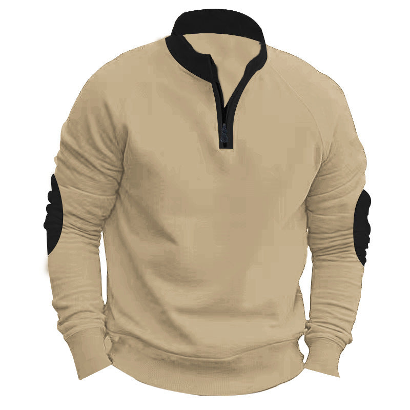 Herren Sportliches Sweatshirt mit Stehkragen und modischen Kontrastdetails Heidi-Mode