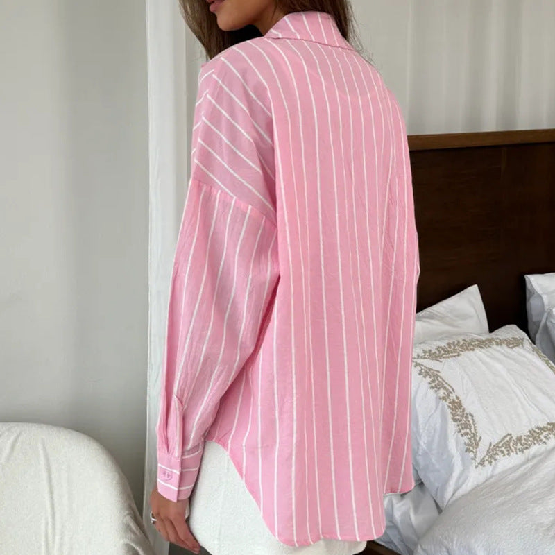 Damen Oversized Hemd mit feinen Streifen Heidi-Mode