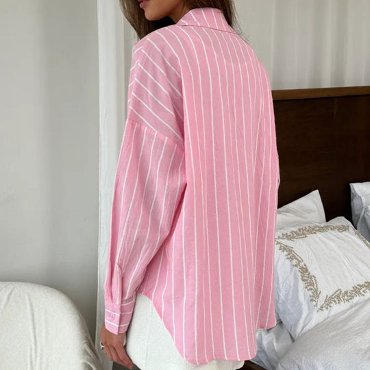Damen Oversized Hemd mit feinen Streifen Heidi-Mode