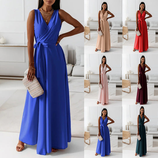 Damen Elegantes Wickelkleid mit verlängertem Saum Heidi-Mode
