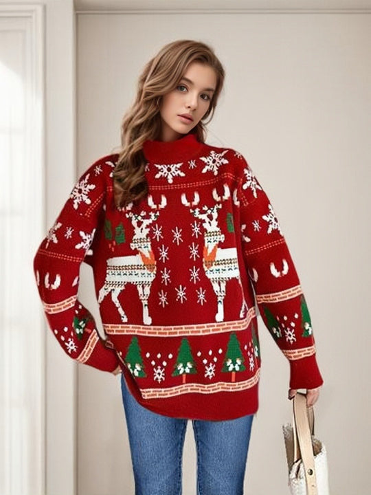 Damen festlicher Pullover mit einzigartigem Weihnachtsmotiv Heidi-Mode