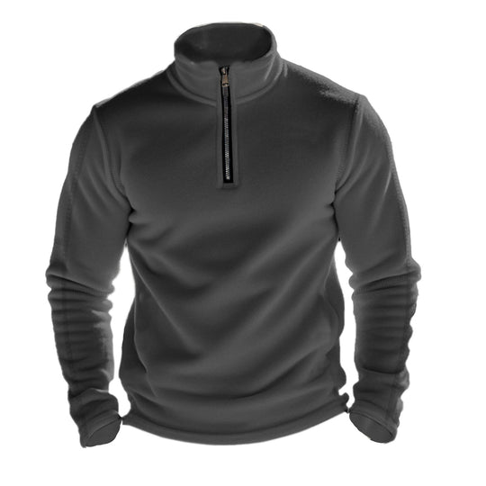 Herren Fleece-Kapuzenpullover mit halbem Reißverschluss Heidi-Mode