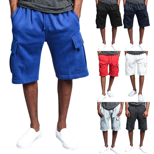 Herren Cargo-Shorts aus atmungsaktivem Sweatstoff mit verstellbarem Kordelzug und praktischen Taschen Heidi-Mode