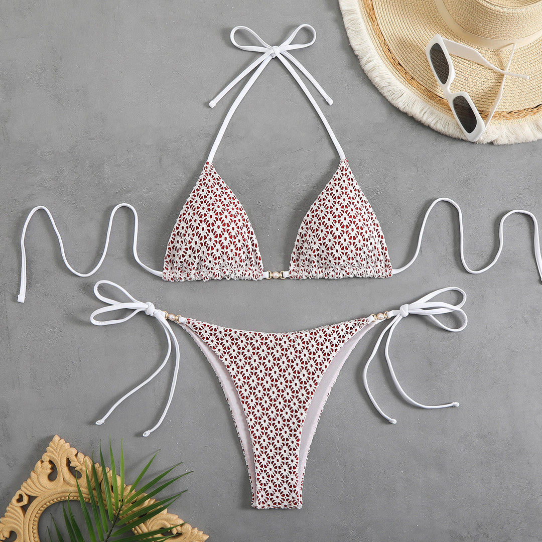 Damen Triangel-Bikini-Set mit verstellbaren Trägern und elastischem Höschen Heidi-Mode
