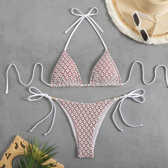 Damen Triangel-Bikini-Set mit verstellbaren Trägern und elastischem Höschen Heidi-Mode
