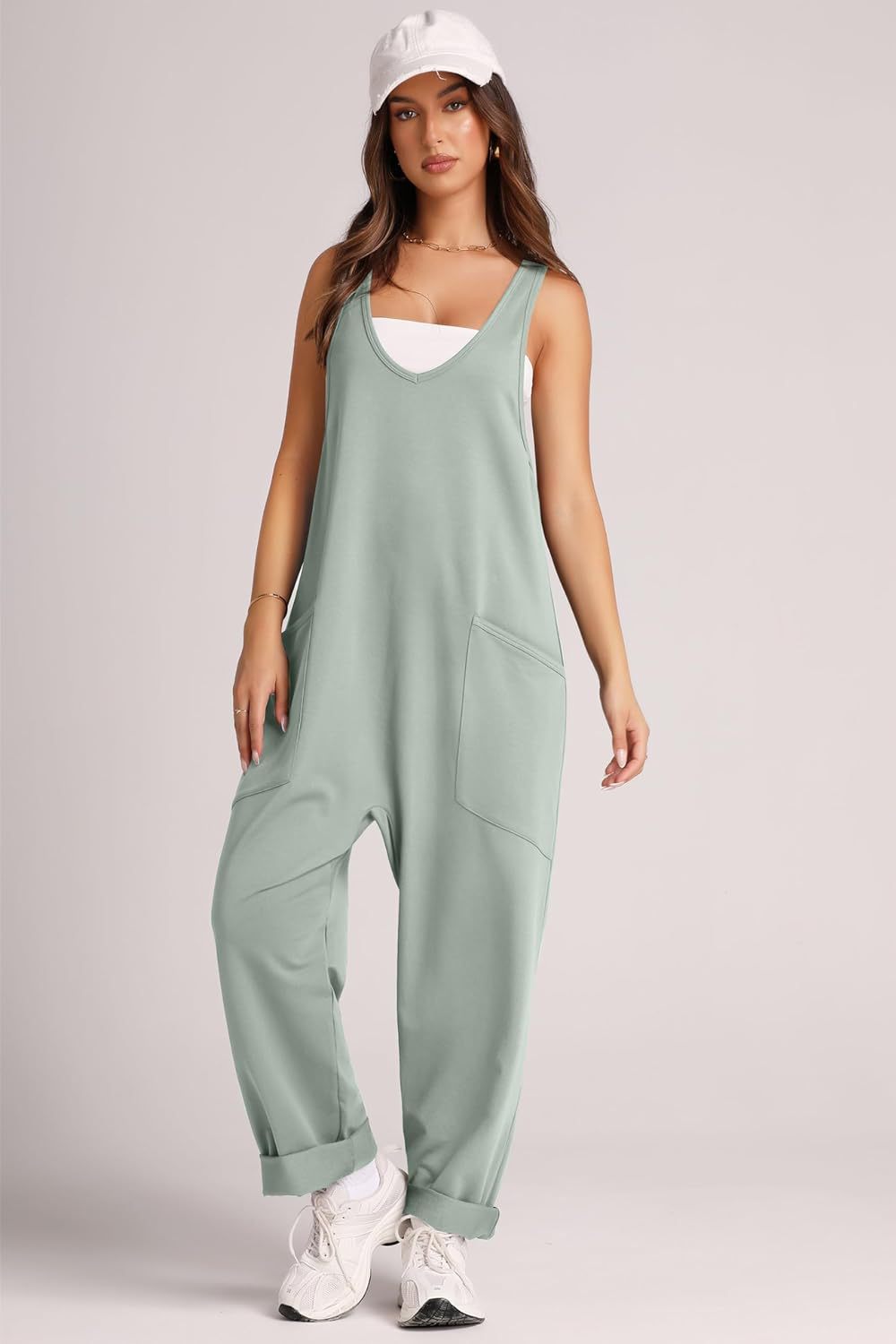 Damen Jumpsuit mit großzügigen Taschen und weichem Stretchmaterial Heidi-Mode