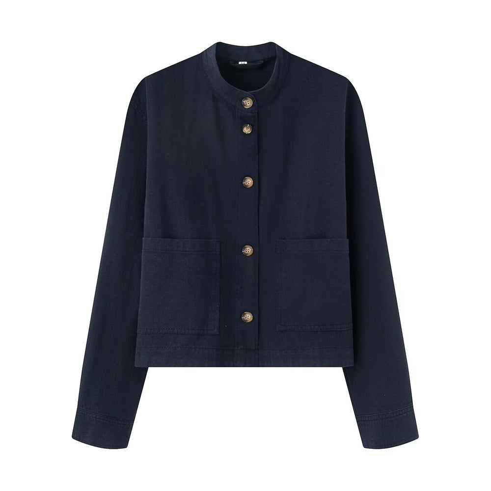 Damen Baumwolljacke mit Knopfleiste und praktischen Taschen Heidi-Mode